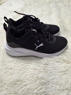 Puma Black and White Lace-Up Sneakers